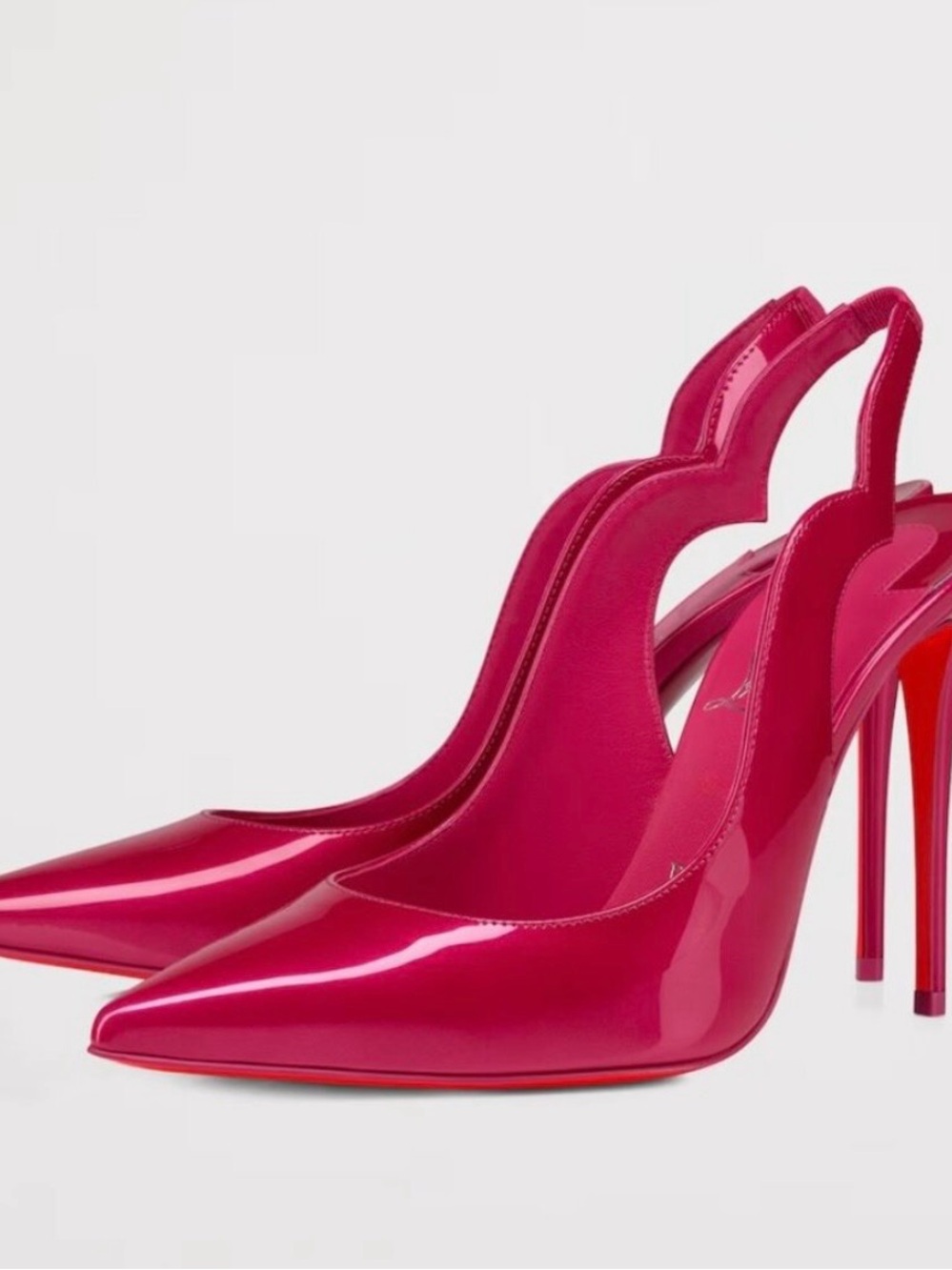 Christian Louboutin Hot Pink Patent Pointed Slingback Pumps